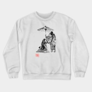 geisha and baby godzilla Crewneck Sweatshirt